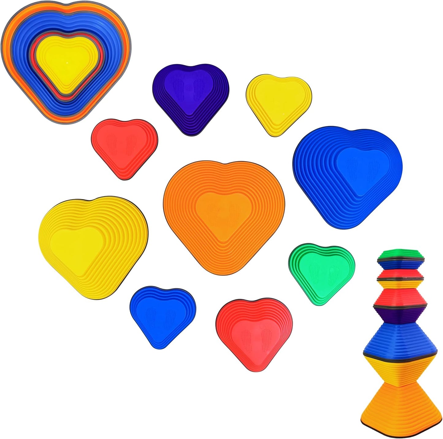 Stepping Stones for Kids - 9pcs Heart-Shaped Children Balance Toy for Indoor or Outdoor Active Play, Sensory Toys for Balance and Coordination, Ideal for Children with Autism